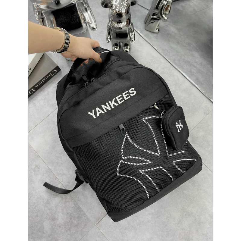BALO MLB NY KÈM TÚI NHỎ ĐEN VÀ BEIGE NHIỀU NGĂN FULL TAG MẠC