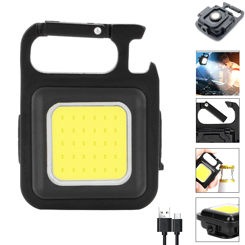 Đèn Pin siêu sáng Mini COB - Đèn móc khóa đa năng, mở nắp chai, tích điệp và nhấp nháy, sạc qua USB Coolcampshop