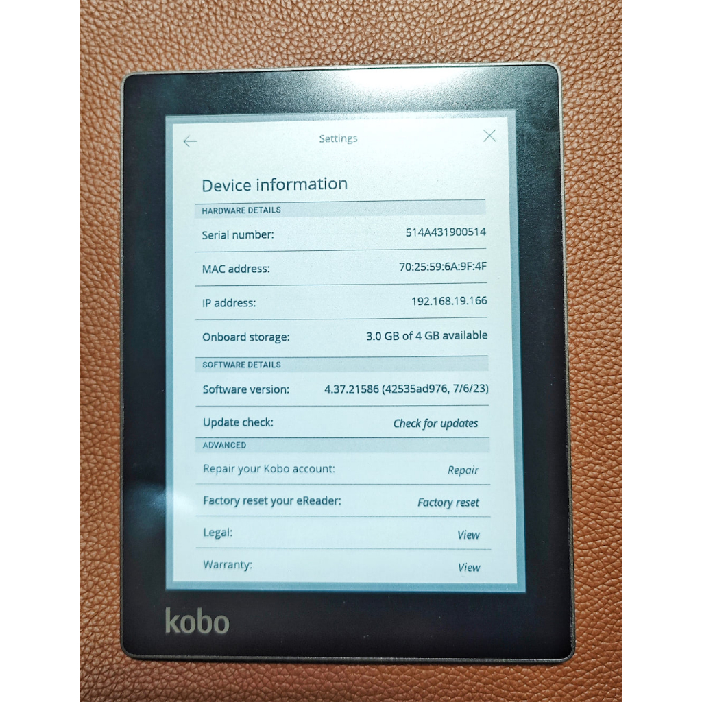 Máy Đọc Sách Kobo Aura 6 Inch Có Đèn Nền, Cài Sẵn Koreader, Patch Update
