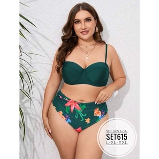 Set bikini hoa big size từ 60kg-90kg (bigsize, to, lớn, béo, mập, size lớn, sexy, set bộ, bộ)