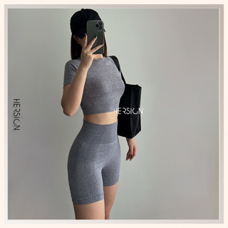 BỘ ĐỒ TẬP YOGA SET TẬP GYM NỮ QUẦN ĐÙI ÁO CROPTOP NGẮN TAY MẪU MỚI HERSIGN-SET17