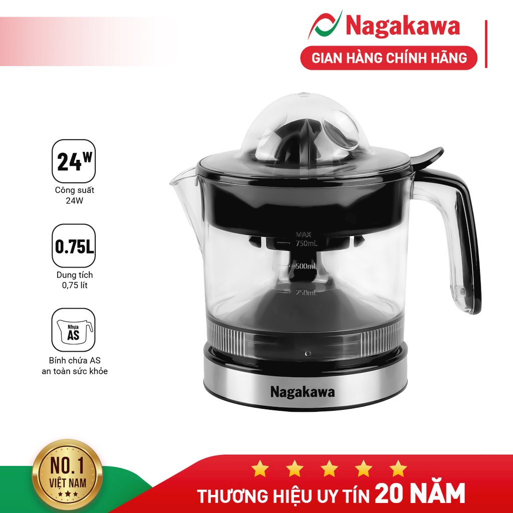 Máy vắt cam điện Nagakawa NAG0814 (0,75L) – Bảo hành 12 tháng