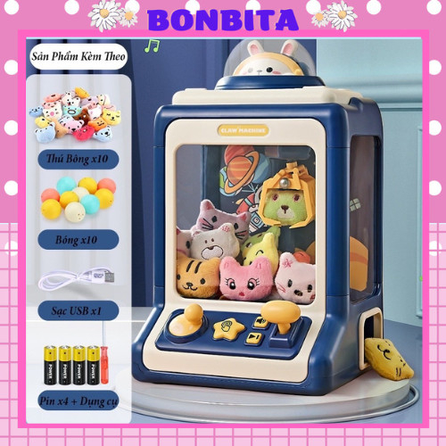 Máy Gắp Thú Bông Mini Có Nhạc Và Đèn Cho Bé. Tặng Kèm Gấu Bông Cho Bé
