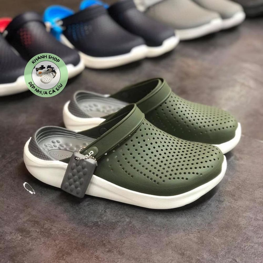 Giày dép crocs,Dép sục cross literide màu xanh rêu êm mềm nam nữ hàng xuất xịn, mẫu mới, full box