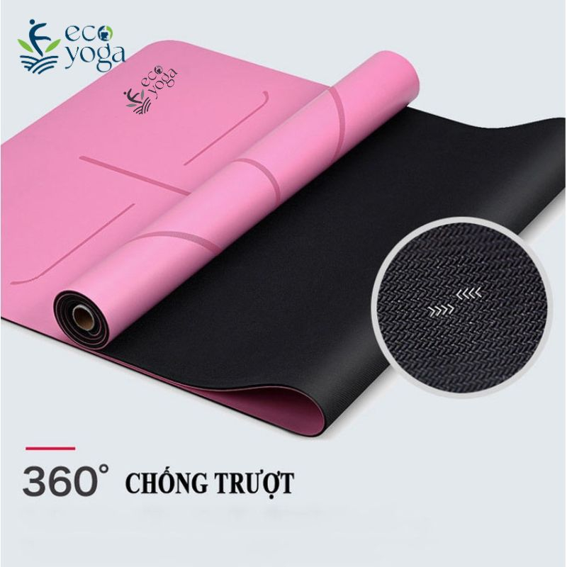 Thảm Tập Yoga Cao Su PU Ecoyoga Định Tuyến 5mm Mềm Mịn , Chống Trơn Trượt , Thấm Hút Mồ Hôi