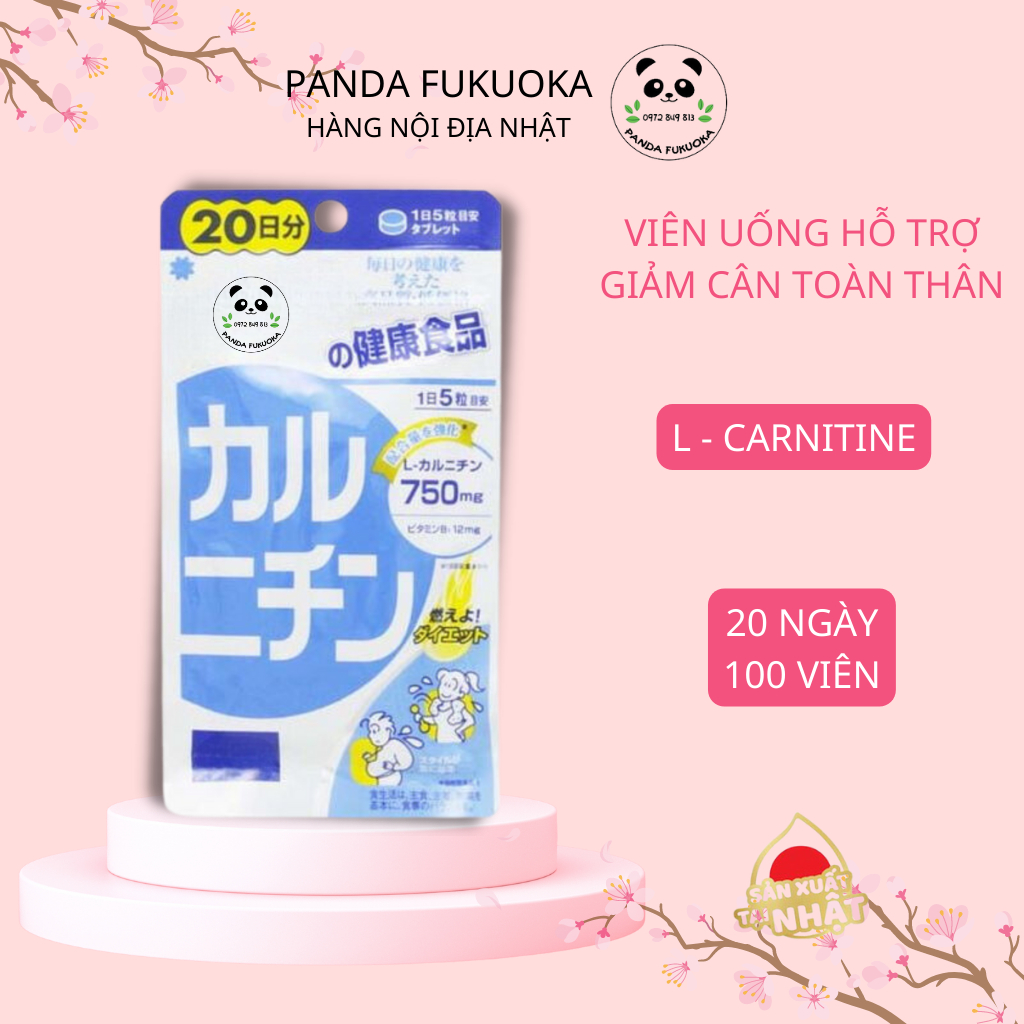 Viên Uống Hỗ Trợ Giảm Cân Tan Mỡ L-Carnitine 20 Ngày 100 Viên - Đốt Cháy Mỡ Thừa Kiểm Soát Cân Nặng Hàng Nội Địa Nhật