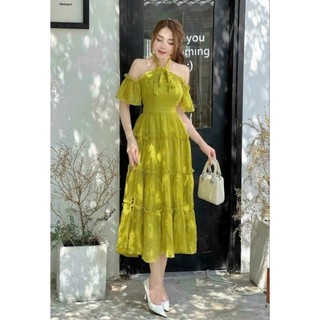 Đầm maxi trễ vai cổ yếm nữ tính đủ màu