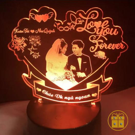 Đèn Khắc Hình Và Chữ Theo Yêu Cầu, Đèn Ngủ 3D Cao Cấp Tấm Đèn Dày 4mm - Quà Sinh Nhật Cho Nữ, Quà Tặng Cho Nam