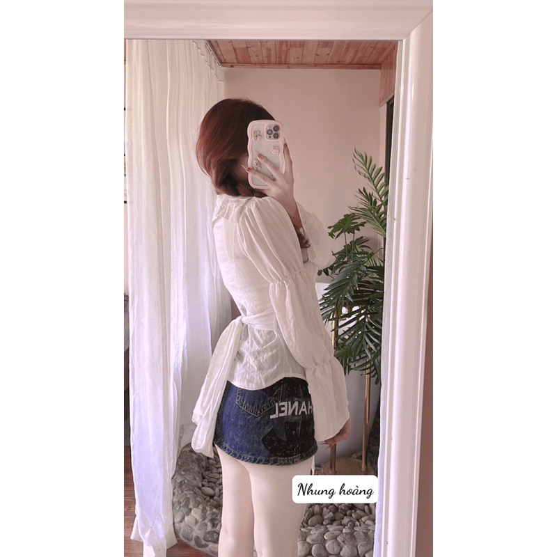 Áo sơ mi dây cổ 2 màu