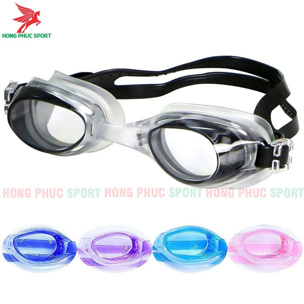 Kính bơi trẻ em kèm nút bịt tai góc siêu có viền cao su ngăn nước vào mắt