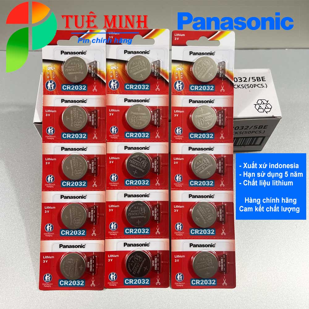 Vỉ 5 viên pin Panasonic CR2032/ CR2025/ CR2016/ CR1025/ CR1220/ CR1216/ CR1616/ CR1620/ CR1632/ CR2430/ CR2450, Pin 3V