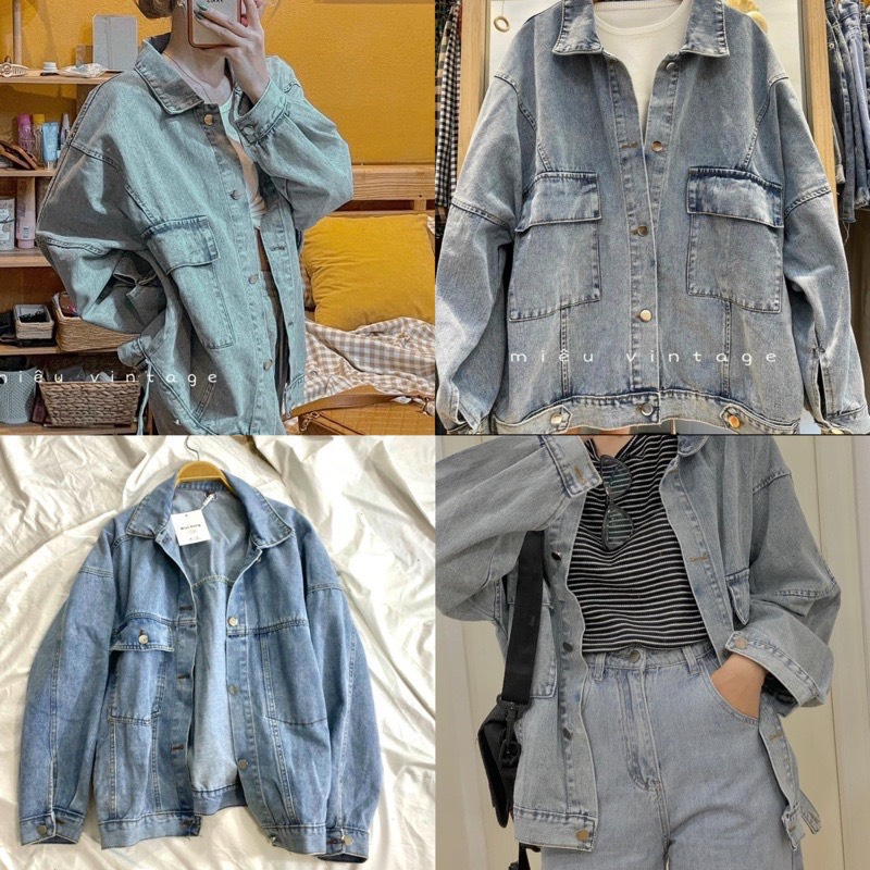 Áo khoác bò oversize nam nữ Loại 1- phong cách hàn quốc chất đẹp- Áo khoác jean cao cấp | BigBuy360 - bigbuy360.vn