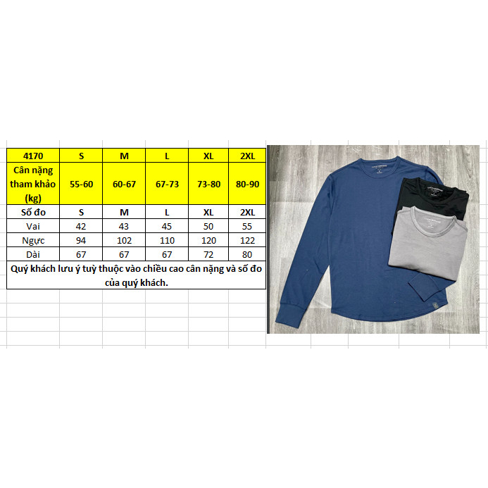 Áo Thun Unisex Tay Dài Cổ Tròn 3 Màu Navy / Xám / Đen