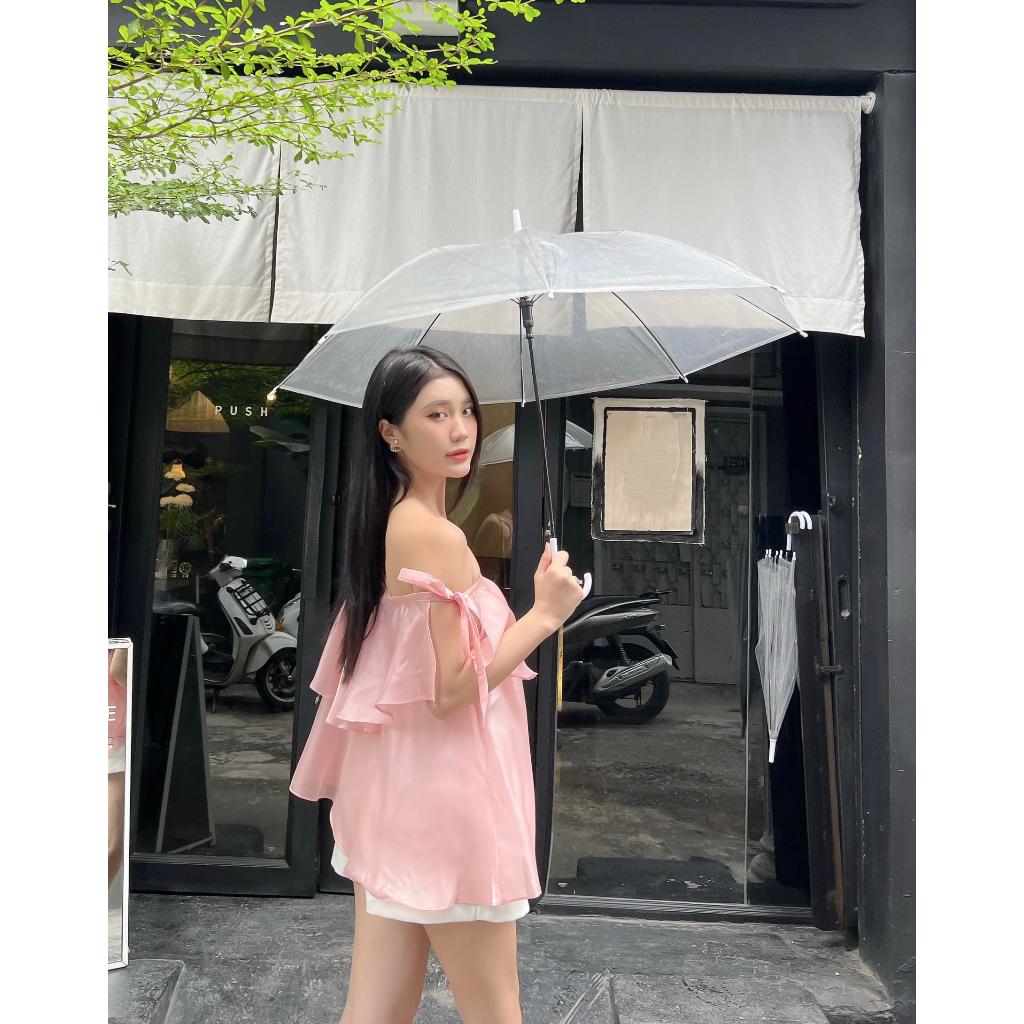 Áo organza lệch vai bèo tầng xinh xắn Callene (L1966)