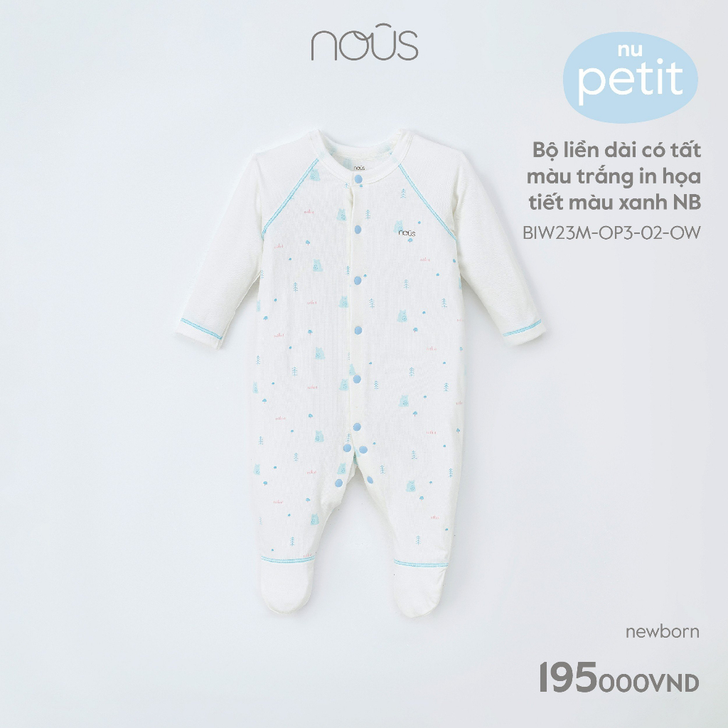 Bộ body sơ sinh liền tất  Nous newborn hoạ tiết