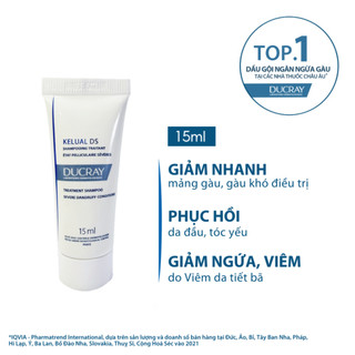 (HB_Gift) Dầu gội giảm gàu, viêm ngứa da đầu và ngừa tái phát DUCRAY KELUAL DS SHAMPOO 15ml