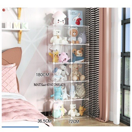 Tủ nhựa lắp ghép 10 ô đựng túi xách gấu bông và đồ chơi trẻ em