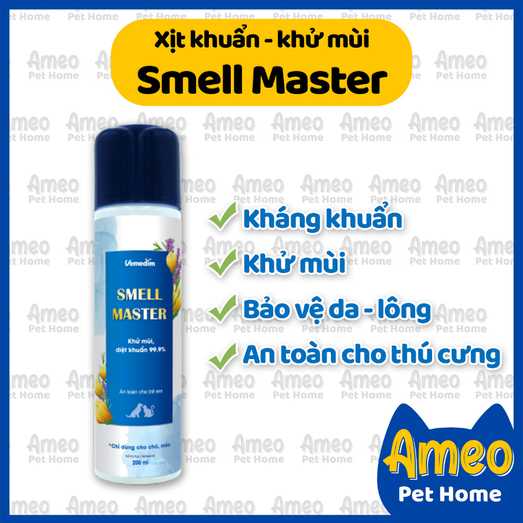 xịt khuẩn Smell Master - Xịt Khử mùi Khử khuẩn trên da, lông chó mèo, thú cưng, chuồng trại,...