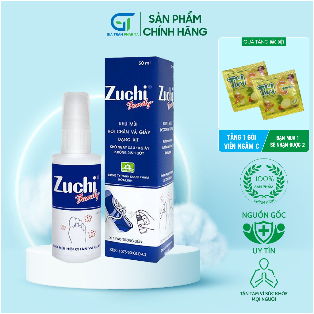 Xịt khử mùi hôi chân và giày ( hương quế) Zuchi Family 50ml