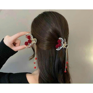 Cặp tóc hoa hồng đính đá cao cấp apon