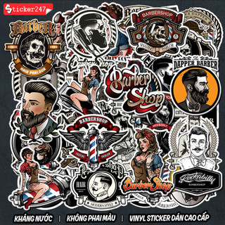 Sticker Barber Shop 🌈𝑭𝒓𝒆𝒆𝒔𝒉𝒊𝒑 Sticker Dán Mũ Bảo Hiểm, Dán Xe, Laptop - Hình Dán Cửa Kính, Dán Gương - Chống Nước BAR08
