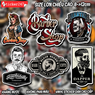 Sticker Barber Shop Size Lớn 8-11cm 🌈𝑭𝒓𝒆𝒆𝒔𝒉𝒊𝒑 Sticker Barbershop Chống Nước Chuyên Decor Tiệm Tóc, BarberShop, HairSalon