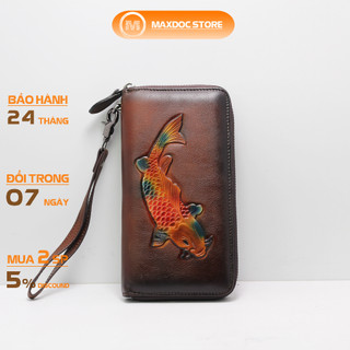 Ví dài cầm tay nam da bò hình cá chép độc đáo v21 maxdoc