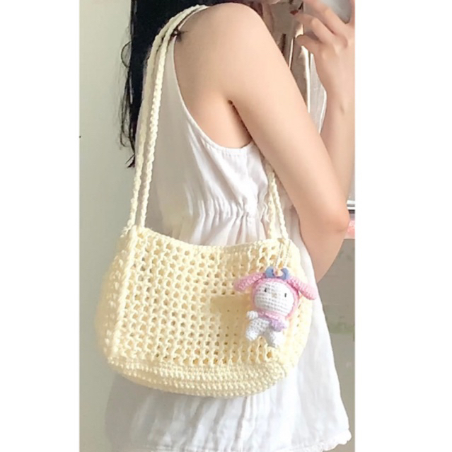 Túi tote đeo vai sợi cotton GND handmade