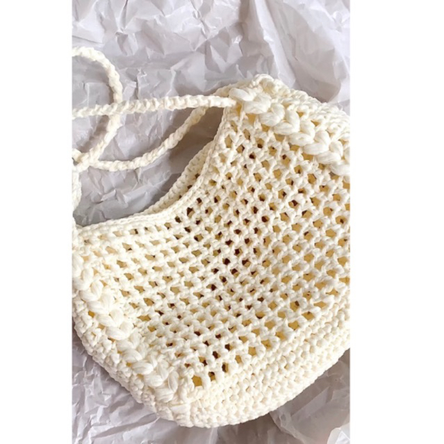 Túi tote đeo vai sợi cotton GND handmade
