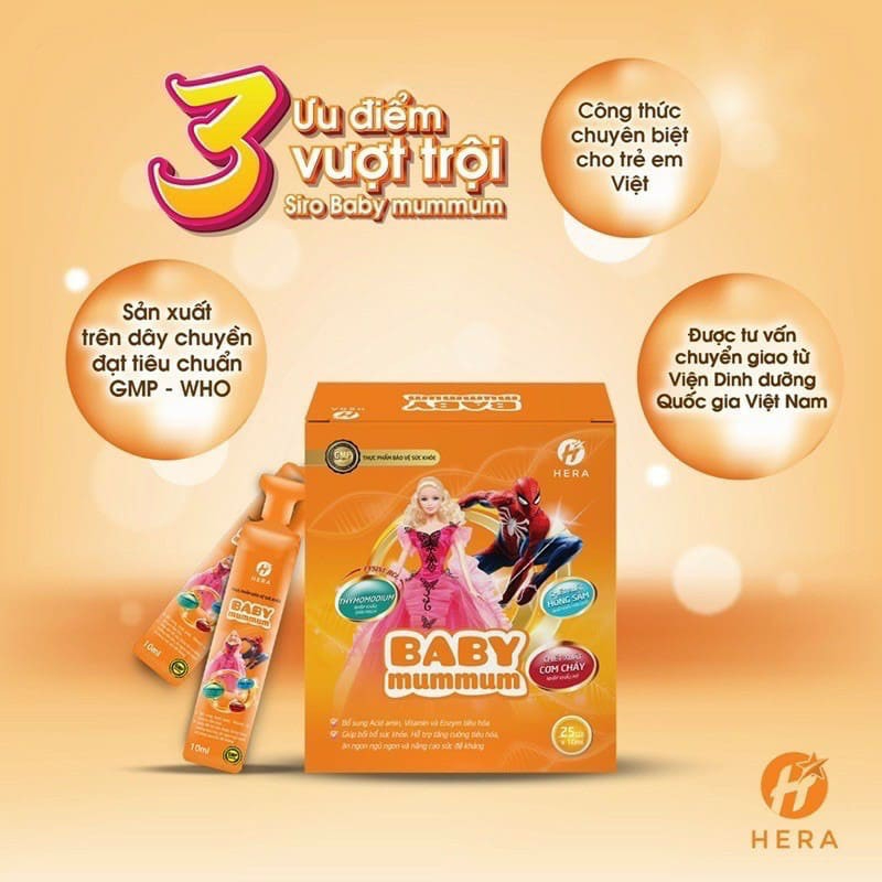Siro Ăn Ngon cho bé Baby Plus Mumum Hera Chính Hãng Tăng Cân Tự Nhiên ăn ngon ngủ ngon hết biếng ăn tăng đề kháng