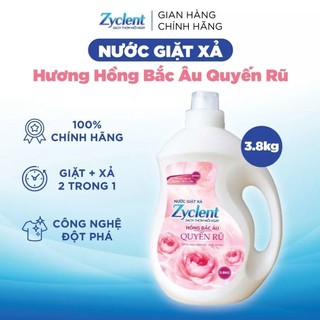 Nước giặt xã zyclent nắng mai thuần khiết và hồng bắc âu quyến rủ 3.8kg