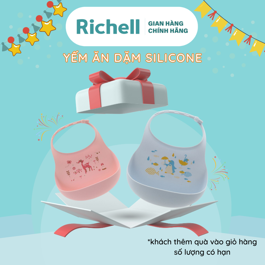 [gift] (hàng tặng không bán) Yếm ăn dặm silicone cho bé Richell Nhật Bản | Baby