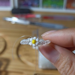 Nhẫn hoa hạt cườm 2mm nhiều mẫu