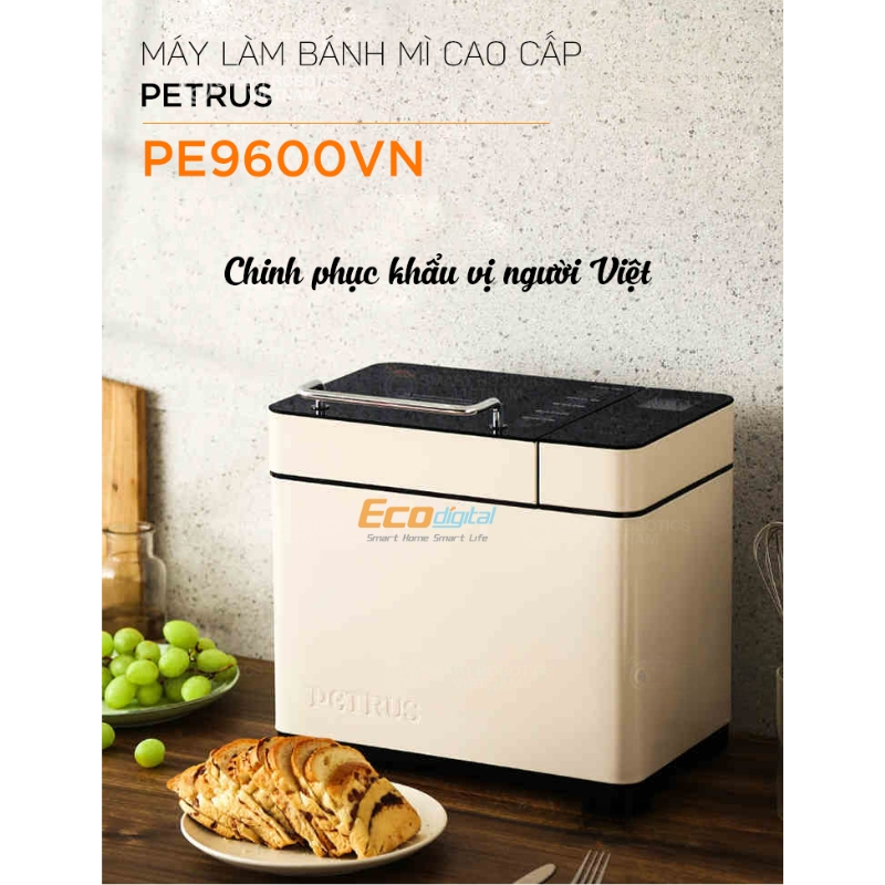 Máy làm bánh mì làm kem tự động 3 trong 1 PETRUS 28 công thức màn led cảm ứng hẹn giờ làm bánh