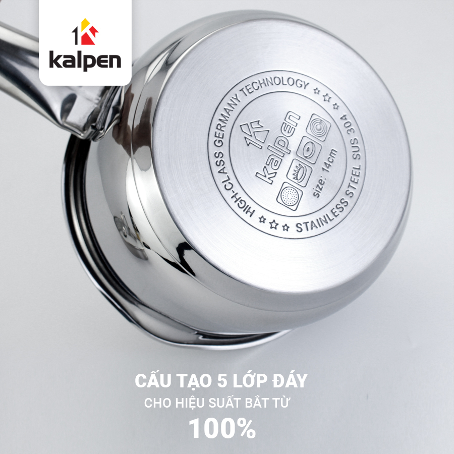 Quánh inox 304 chống dính 5 đáy Kalpen Lermat L14