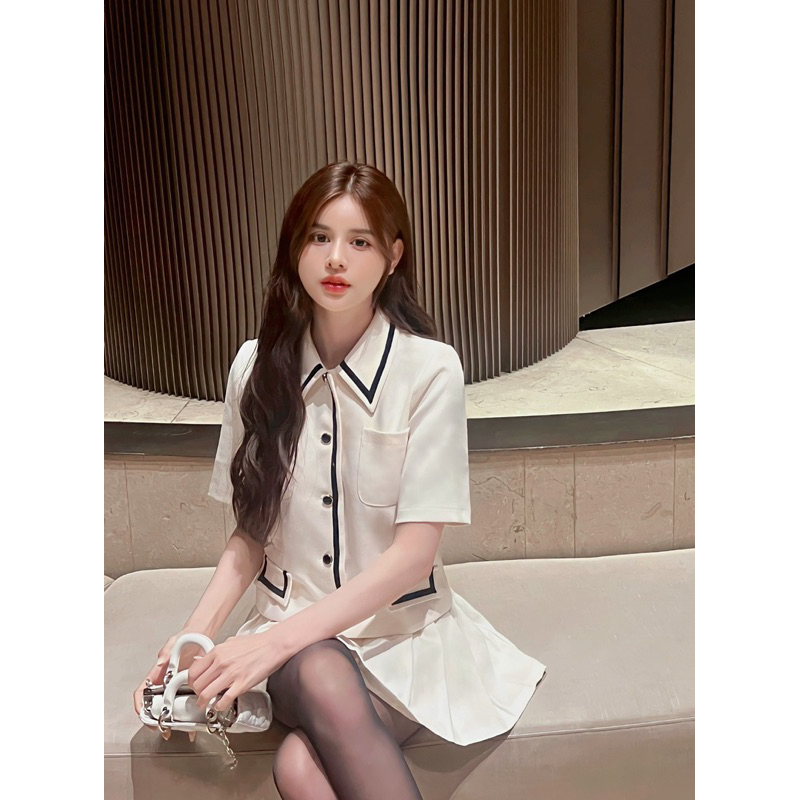 Emma Top - áo chất text phối viền nhung thiết kế DTM