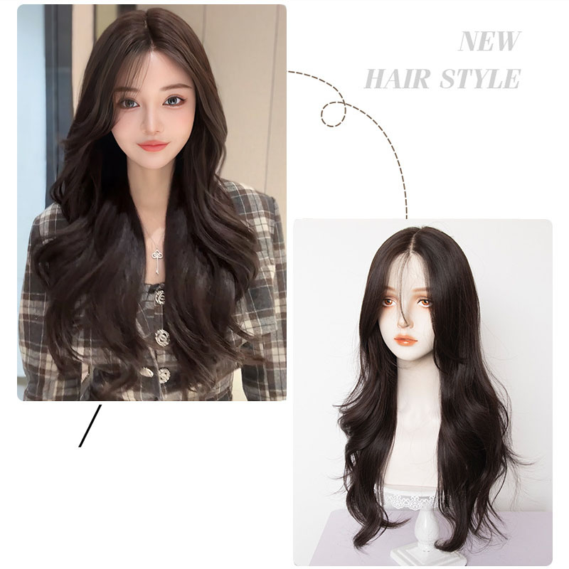 Tóc giả siêu da đầu xoăn dài mái bay Koty, tóc giả nguyên đầu siêu lưới không mái cho nữ TG100