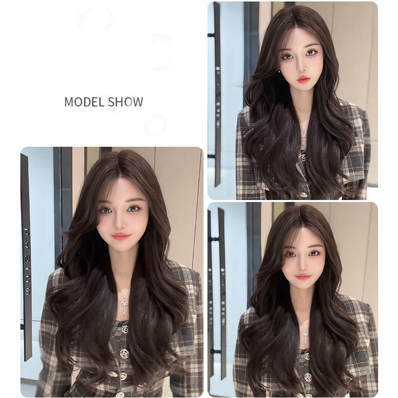 Tóc giả siêu da đầu xoăn dài mái bay Koty, tóc giả nguyên đầu siêu lưới không mái cho nữ TG100