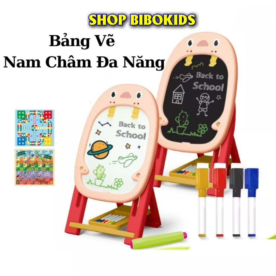 Bảng vẽ đa năng 2 mặt cho bé xóa dễ dàng kèm phấn, bút màu và trò chơi 46 chi tiết giúp bé thông minh
