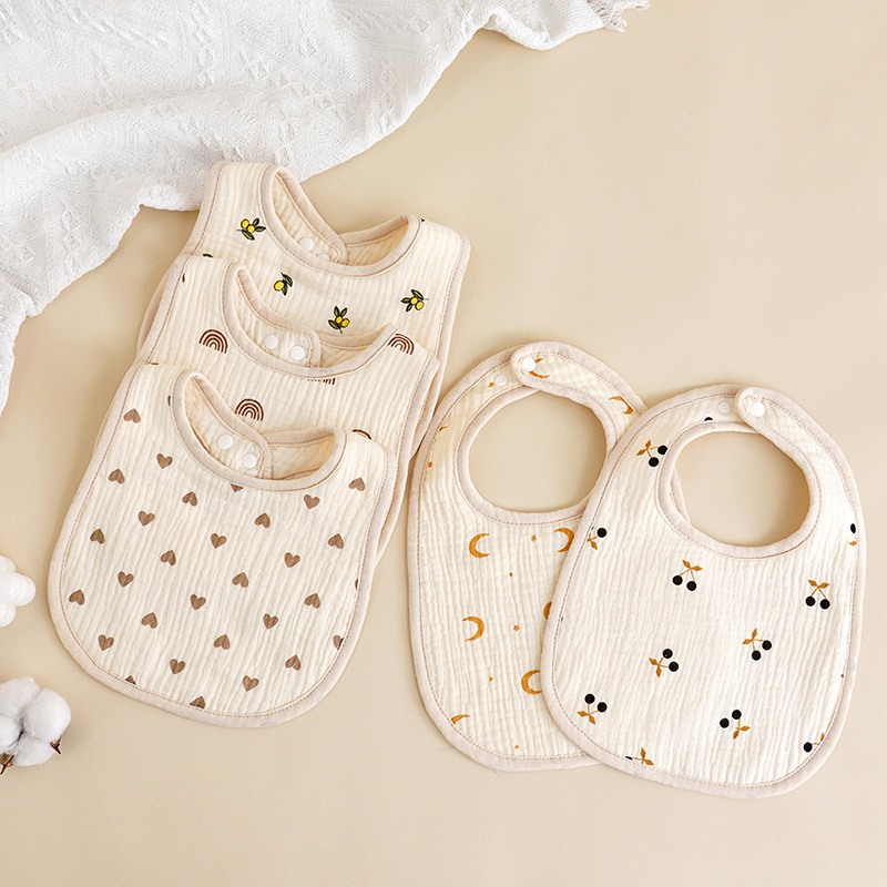 Yếm xô chữ U Muslin chất liệu vải xô dày dặn siêu thấm hút yếm dãi in hình dễ thương