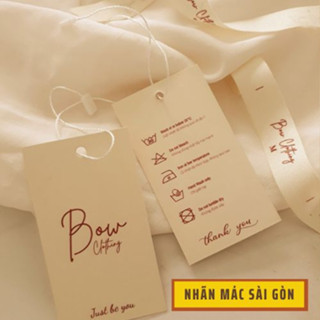 Combo 100 nhãn mác cổ cotton , 100 tag treo quần áo tặng kèm 100 dây treo -nhãn mác quần áo in theo yêu cầu