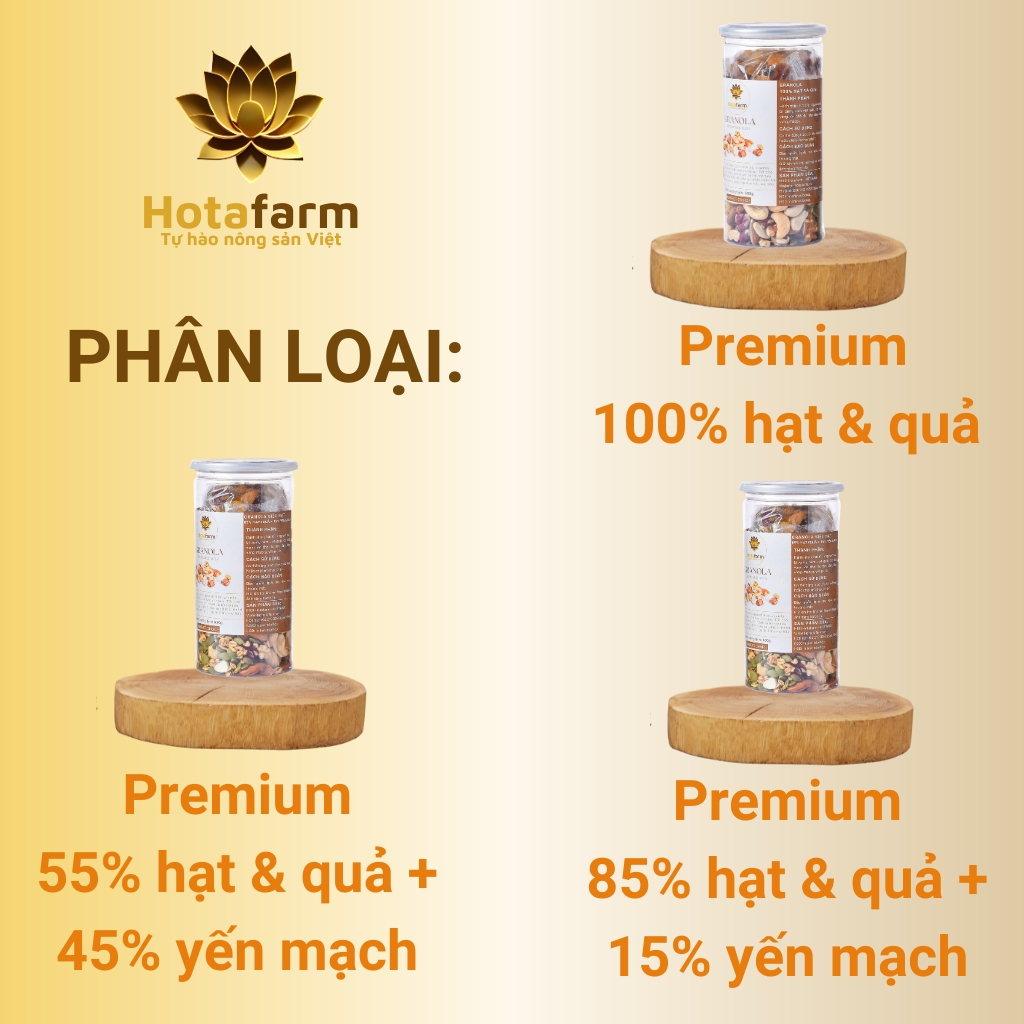 Granola siêu hạt ngũ cốc giảm cân dinh dưỡng ăn sáng thêm hạt macca Hotafarm nguyên vị premium 500g