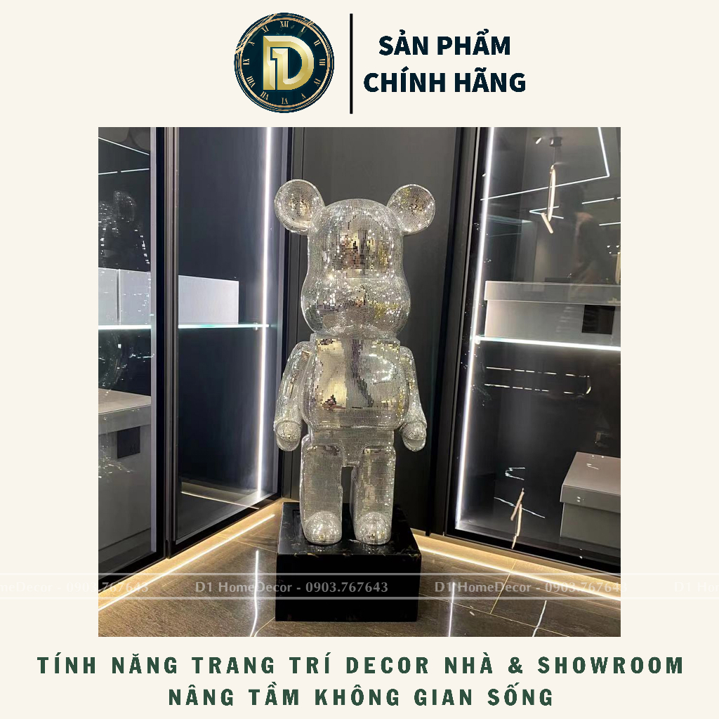 Tượng Gấu Bearbrick Bling Decor - Size 80 cm - Trang Trí Nhà Cửa - Nhập khẩu  D1 home