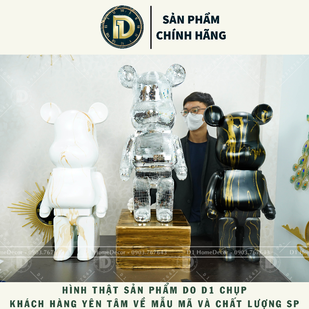 Tượng Gấu Bearbrick Bling Decor - Size 80 cm - Trang Trí Nhà Cửa - Nhập khẩu  D1 home