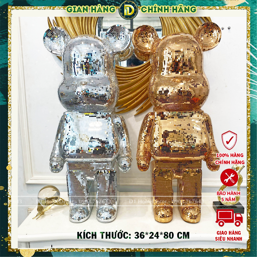 Tượng Gấu Bearbrick Bling Decor - Size 80 cm - Trang Trí Nhà Cửa - Nhập khẩu  D1 home
