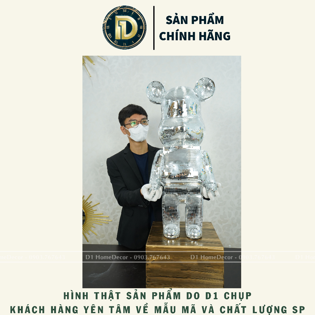 Tượng Gấu Bearbrick Bling Decor - Size 80 cm - Trang Trí Nhà Cửa - Nhập khẩu  D1 home