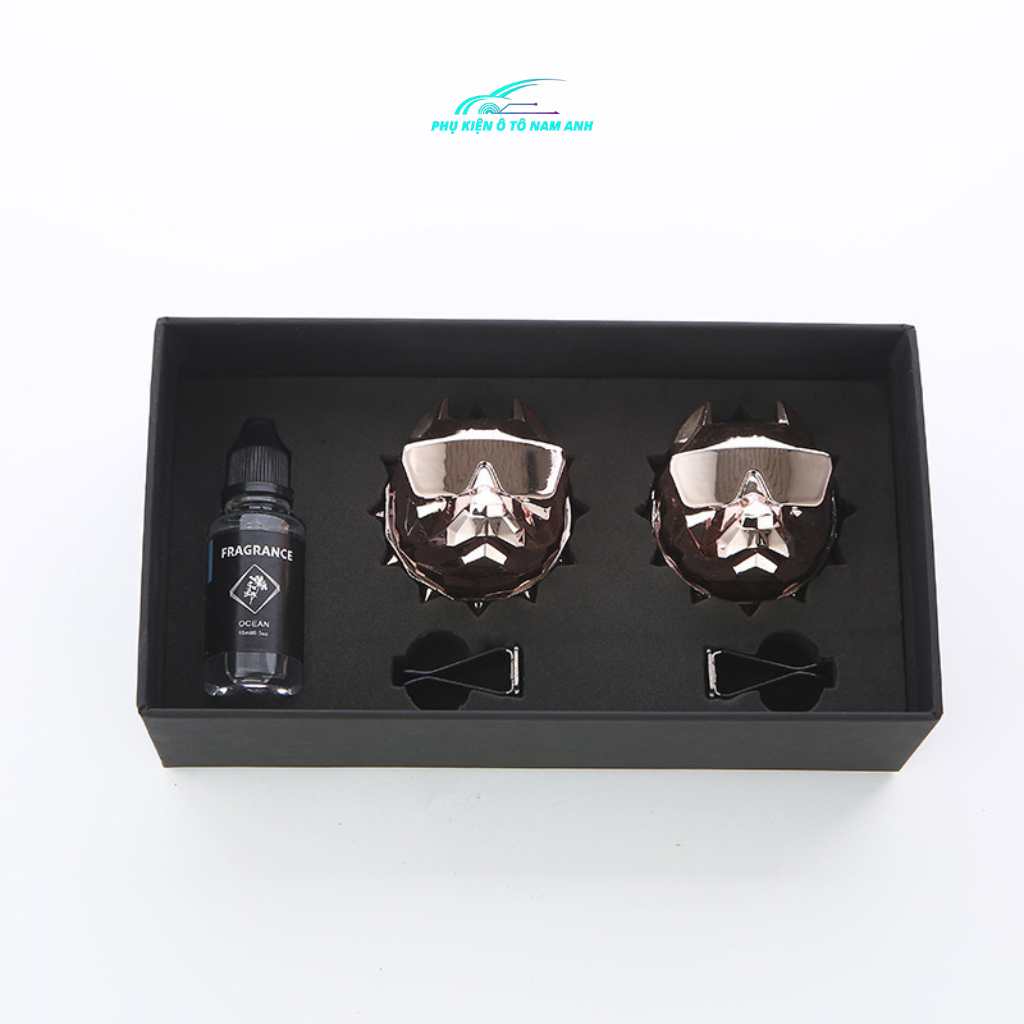 Nước hoa ô tô,gài cửa gió điều hòa hình đầu chó pitbull set 2 sản phẩm hương thơm thanh mát