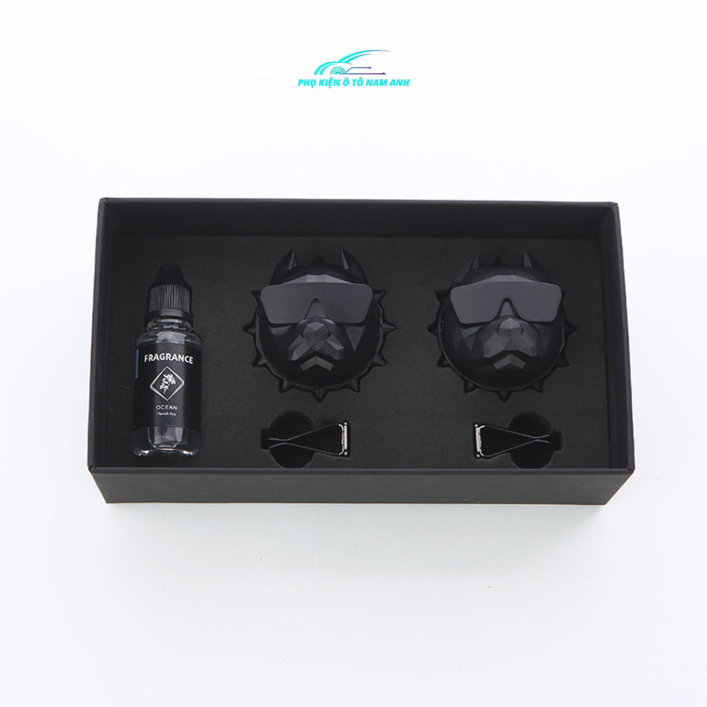 Nước hoa ô tô,gài cửa gió điều hòa hình đầu chó pitbull set 2 sản phẩm hương thơm thanh mát