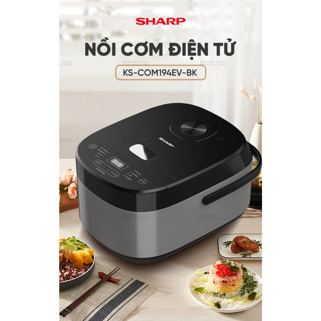 Nồi Cơm Điện Tử Sharp KS-COM194EV-BK/RD 1.8L