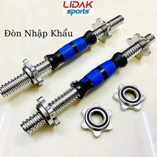 Đòn tạ tay inox dài 35cm tay nắm bọc cao su , thanh đòn tạ đơn inox cao cấp nhập khẩu - LIDAK SPORT